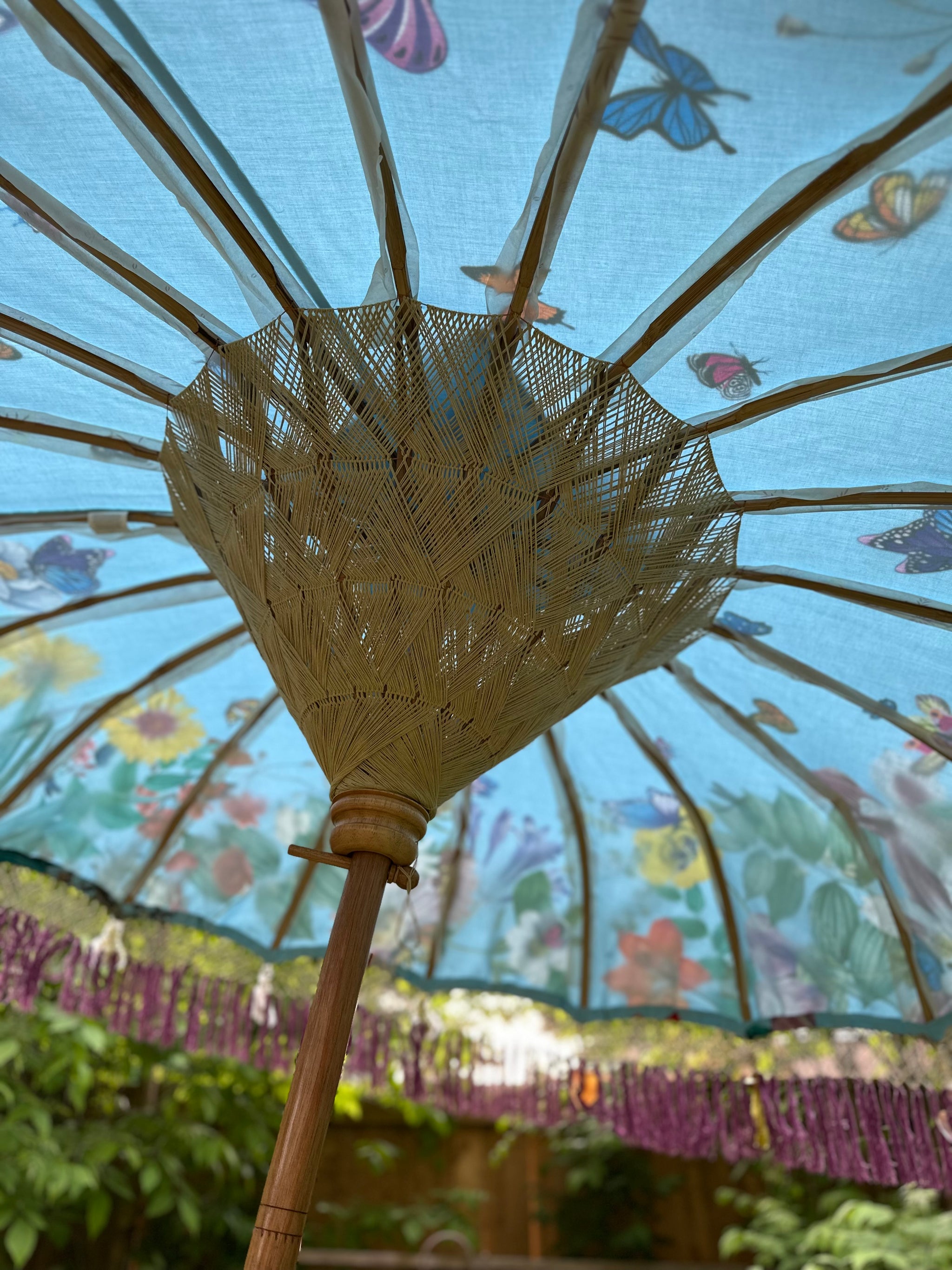 Butterfly Parasol – Handmade Balinese Umbrella with Floral Design –  Baliaric Balinese Garden Parasol
