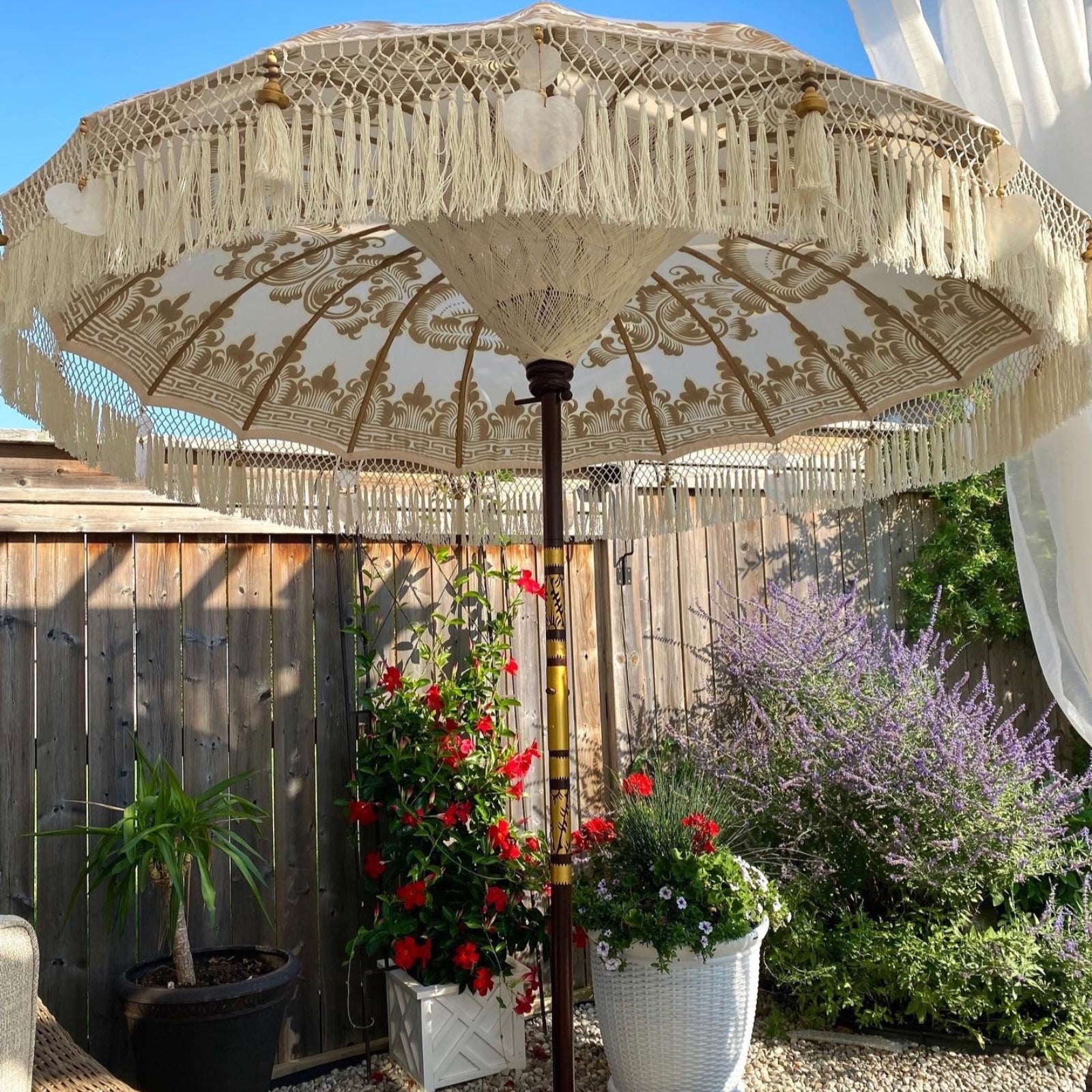 bali style patio umbrellas Golden Abbey Balinese Parasol