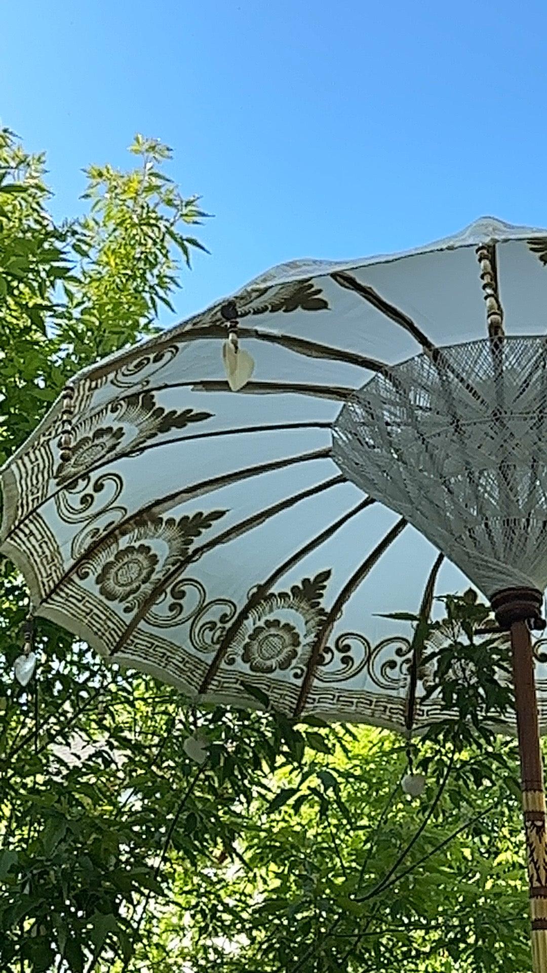 indonesian patio umbrellas Traditional Balinese Bamboo Umbrella - Hand-Painted